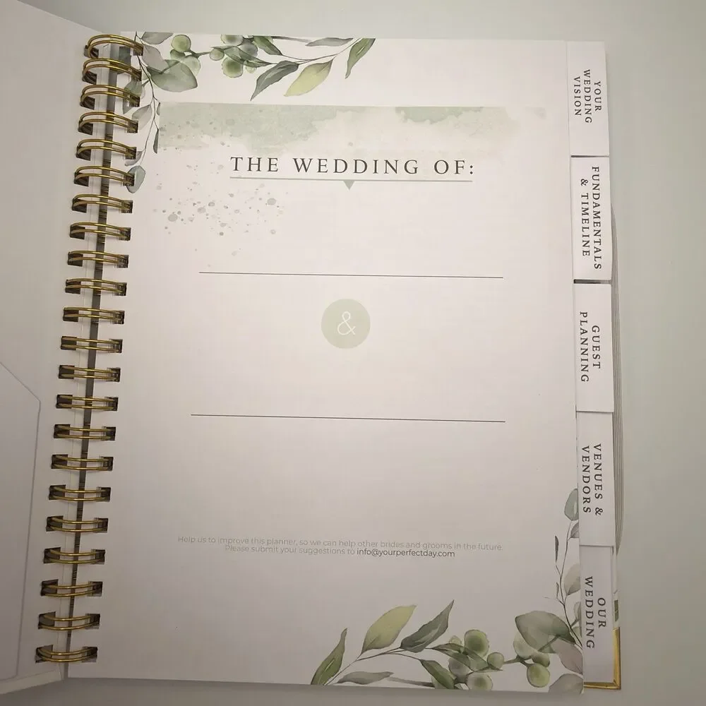 Complete Wedding Planner Organizer Floral Gold Undated Bridal Engagement Gift